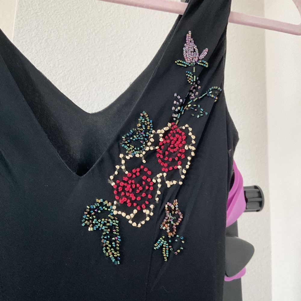 Vintage sue wing beaded and embroidered floral dress